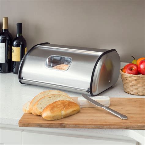 home basics mirror finish stainless steel bread box silver|Home Basics Silver Stainless Steel Bread Box .